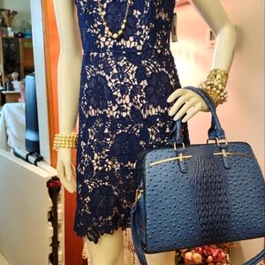 Blue Lace Dress with Matching Handbag